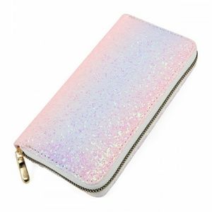 PINK OMBRE OMBRE GLITTERS SINGLE ZIPPER WALLET